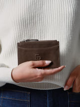 Porte-cartes Cuir Etrier Marron cavalier nubuck ECAN094M-vue-porte